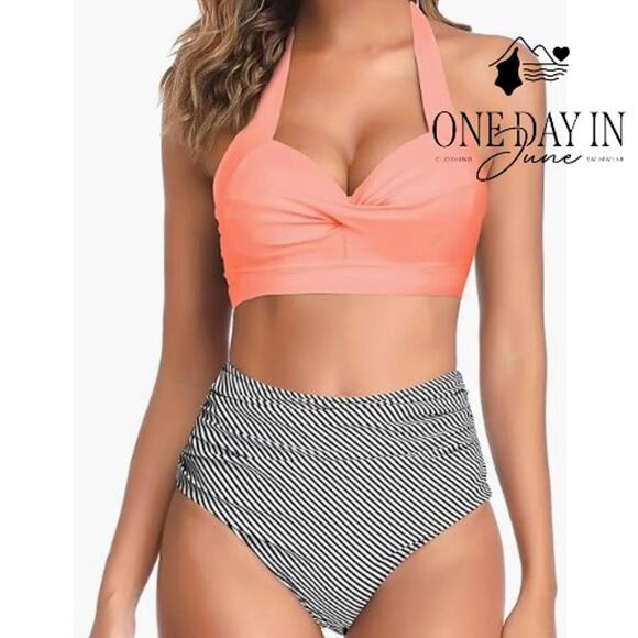 Tempt Me High Waist Molded Cup Bikini Swimsuit Size M - Picture 1 of 7